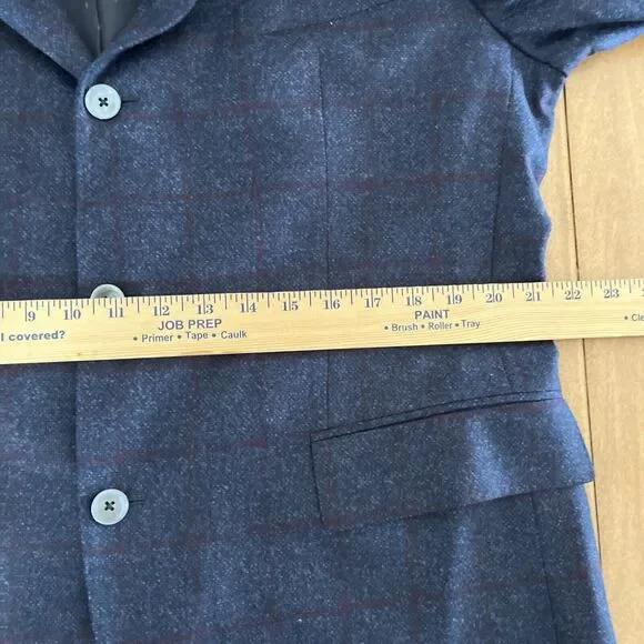Hugo Boss Blazer Mens 46 R Super 110 Croatia 3 Button Blue Plaid Reda - Picture 12 of 16